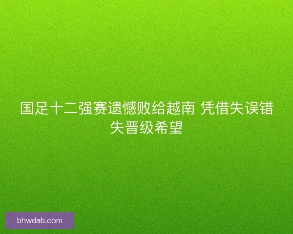 国足十二强赛遗憾败给越南 凭借失误错失晋级希望 国足十二强赛遗憾败给越南 凭借失误错失晋级希望